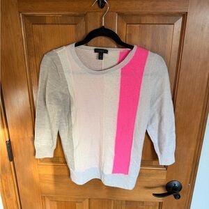 J Crew Merino Wool Vertical Colorblock Sweater with Pink Stripes sz M